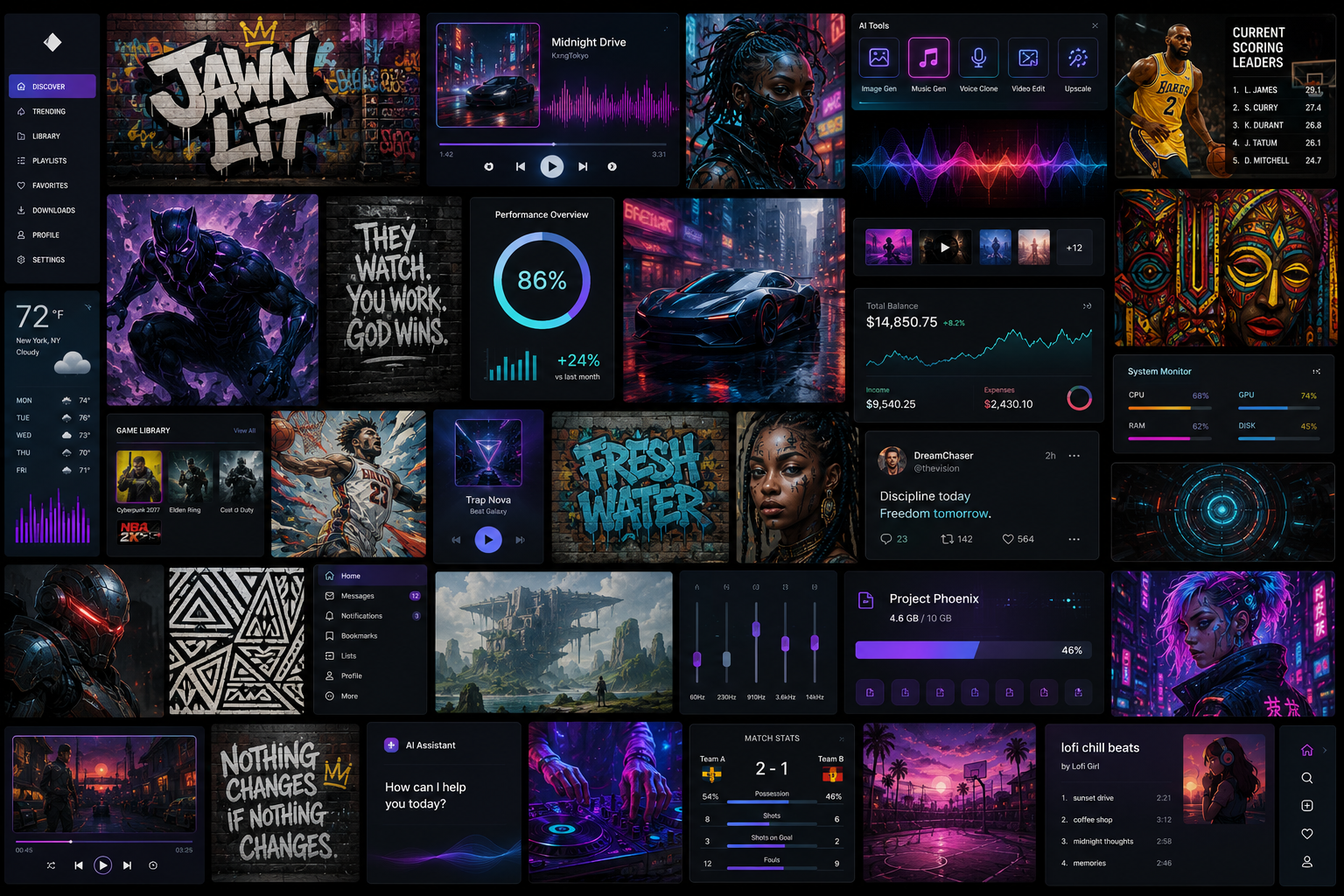 UI concept — Jawn Lit dashboard