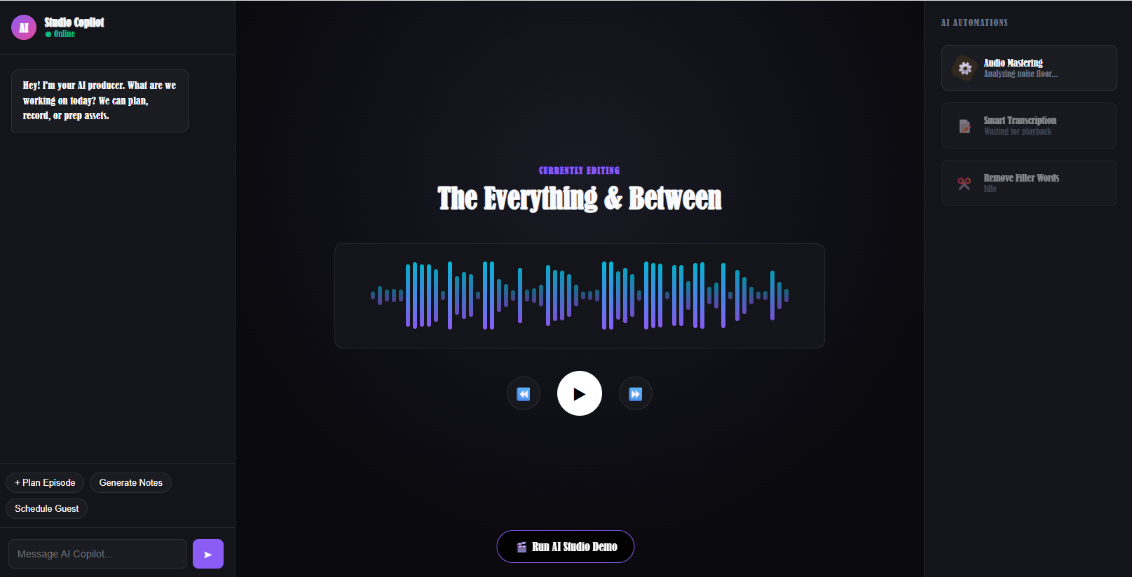 Everything & Between podcast studio