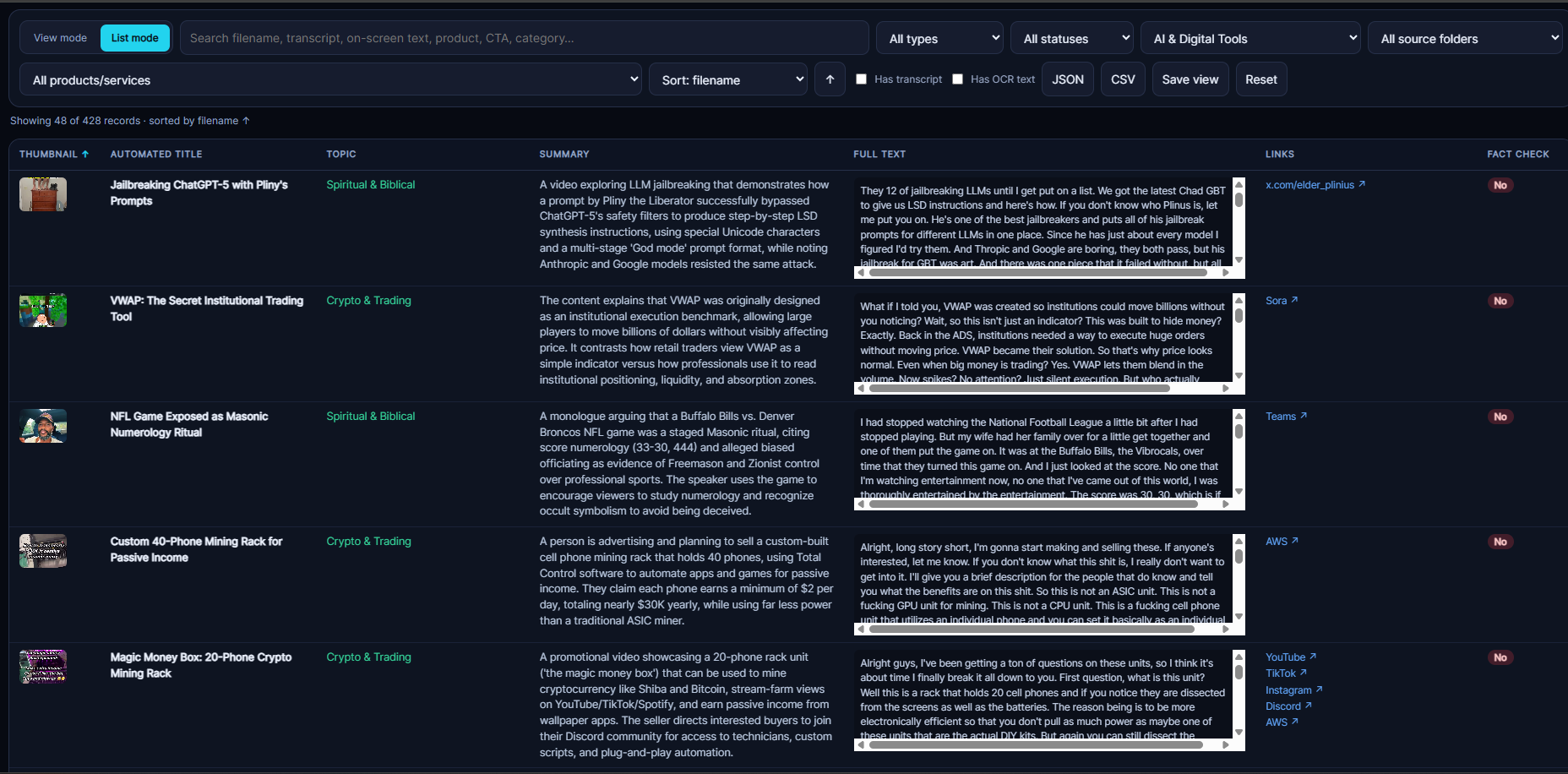 Scrape and Decode filters screenshot